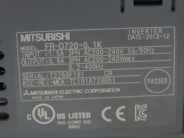 Mitsubishi Electric FR-D720-0.1K Variable Speed Frequency Drive 240V Lot Of 2
