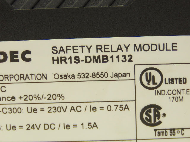 IDEC HR1S-DMB1132 Safety Relay Module 24VDC HW-Rev 1.10 HW-Rev 1.50