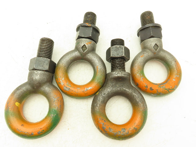 Forged Shoulder Eye Bolt 1"-7 Thread x 3" Shank w/Nut Lot of 4