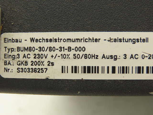 Baumuller BUM60-30/60-31-B-000 Servo Drive Controller 240VAC