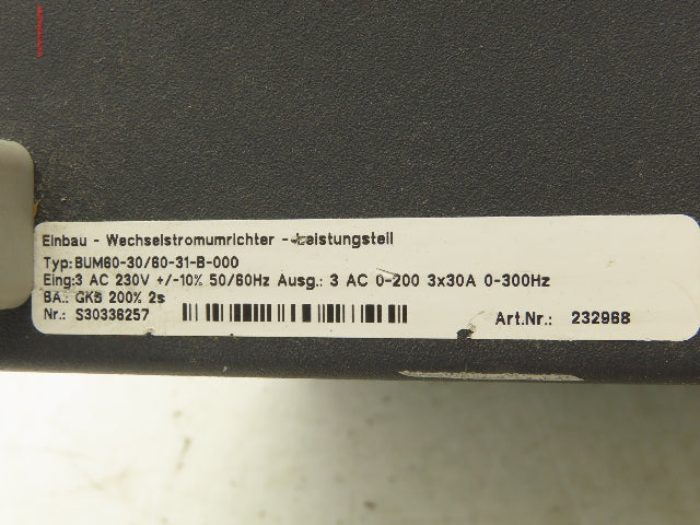 Baumuller BUM60-30/60-31-B-000 Servo Drive Controller 240VAC