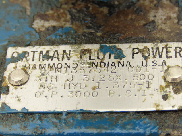 Ortman Fluid 3THJ Hydraulic Cylinder 3.25" Bore 1/2" Stroke 3000psi Foot Mount