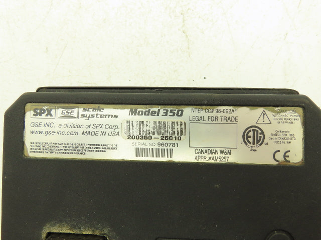 GSE Scale Systems 200350-25010 Model 350 Digital Scale Indicator Readout
