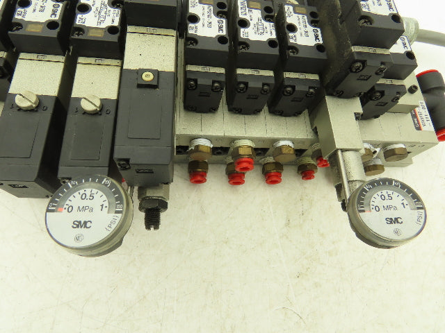 SMC NVV5FS2-01T-111-02T Manifold Block 11-Station 10 Solenoid Valves