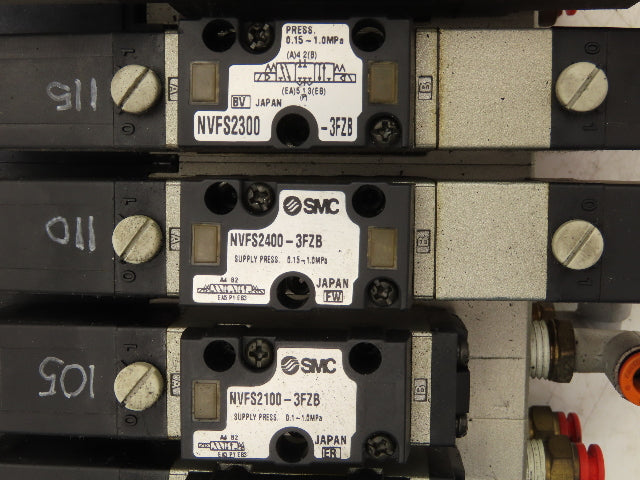 SMC NVV5FS2-01T-111-02T Manifold Block 11-Station 10 Solenoid Valves
