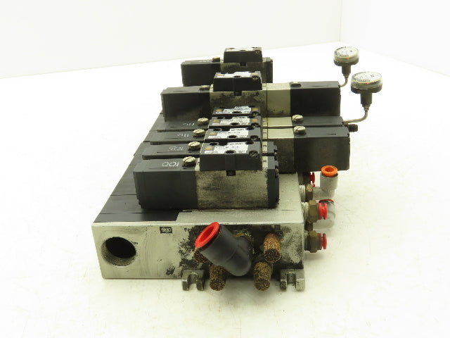 SMC NVV5FS2-01T-111-02T Manifold Block 11-Station 10 Solenoid Valves