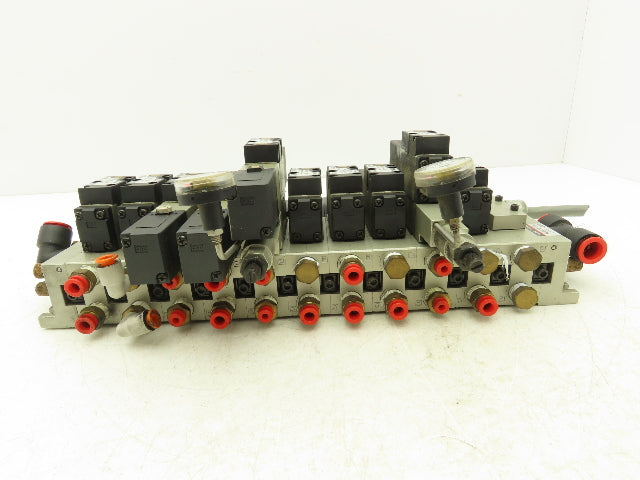 SMC NVV5FS2-01T-111-02T Manifold Block 11-Station 10 Solenoid Valves