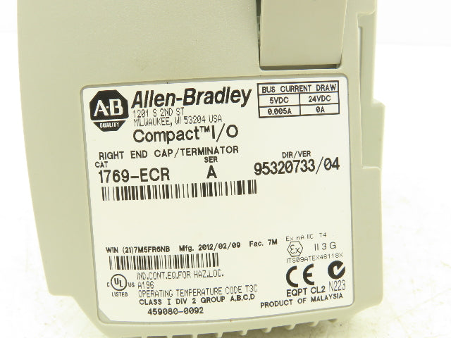 Allen Bradley 1769-PA2 Compact I/O Power Supply Series A W/Terminator End Cap