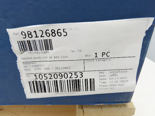 Grundfos MAGNA3 D 100-120 F 450 4" Twin Circulator Pump 165GPM 230V 1PH 98126865