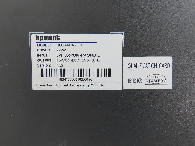 Hpmont HD50-4T022G-T Vector VFD Inverter AC Drive Control 22kw/29.5Hp 460V 3PH