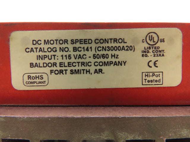Baldor Electric BC141 DC Motor Speed Control 115VAC 50/60Hz Input 0-90VDC Output