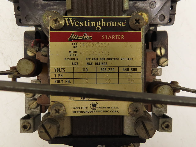 Westinghouse 11200K3CCN Life Line Size 3 Motor Starter 600VAC 3PH 50Hp 110V Coil