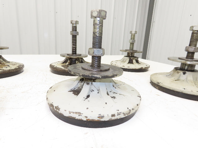Machine Leveling Feet Rubber Pads 1"Adj Height 4.5"x7.5"OD M20x1.5 Stud Set of 6