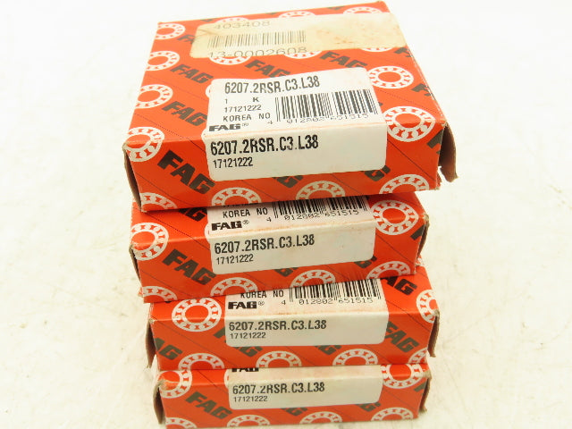 Fag 6207.2RSR.C3.L38 Ball Bearing 35mm Bore-72mm OD-17mm W Lot Of 4