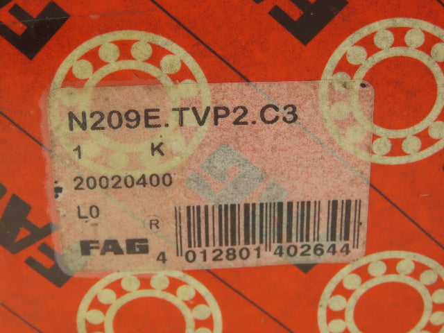 Fag N209E.TVP2.C3 Cylindrical Roller Bearing 45mm-ID 85mm-OD 19mm-W