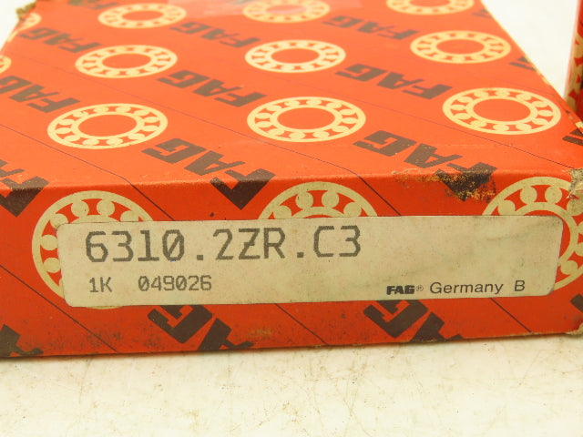 Fag 6310.2ZR.C3 Ball Bearing Double Shielded 50mm-ID 110mm-OD 27mm-W Lot Of 2