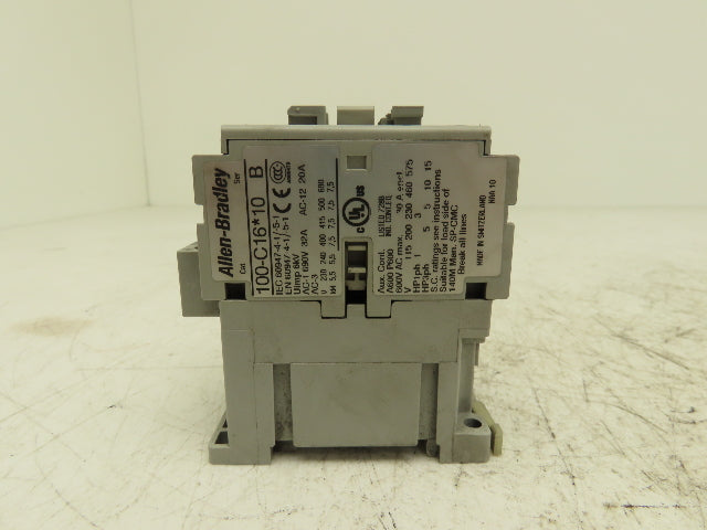 Allen Bradley 100-C16*10 Motor Starter Contactor 120V Coil 600V 32A Lot of 8