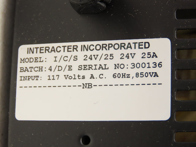 Interacter I/C/S 24V/25 Battery Charger 24V 25A ICS2425 Black Plug I/C Series