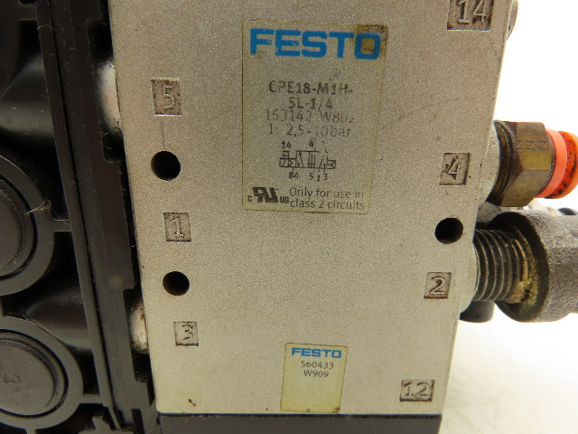 Festo CPE18-M1H-5L-1/4 Pneumatic Air 4-Valve Manifold Assembly 24VDC 145PSI