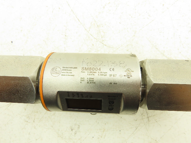 IFM SM8004 Magnetic Flow Meter Digital Display Sensor 100L/m 1" NPT SS