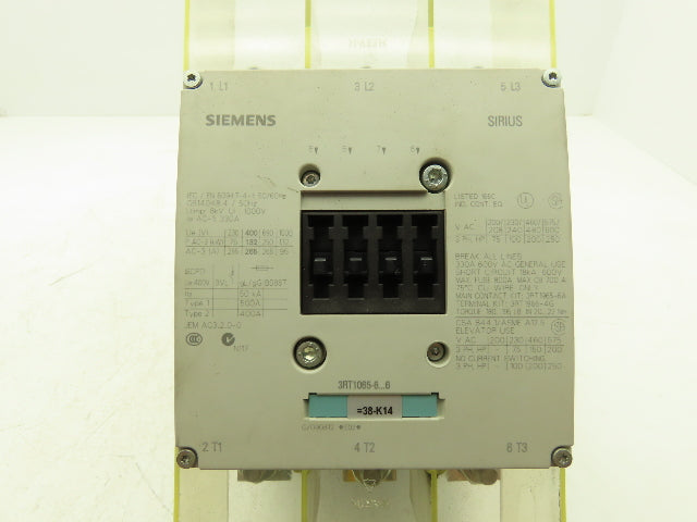 Siemens 3RT1065-6AF36 AC Contactor Size 10 250Hp Motor Starter 600V 3ph Sirius
