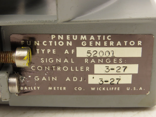 Bailey AF 52001 Pneumatic Controller Function Generator 3-27psi Type AD