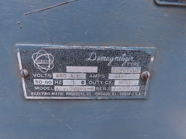 Elmatco Electromatic A1-10VB45-4 Demagnetizer Belt Conveyor 460V 1PH 36A 12"x44"