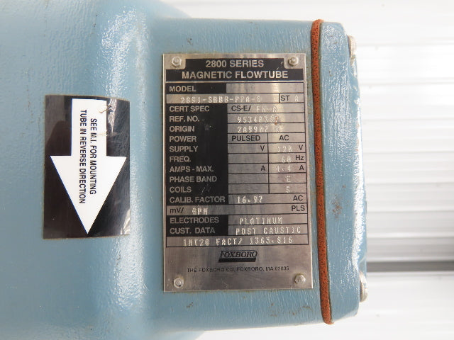 Foxboro 2891-SBBB-PPA-G Magnetic Flow Tube Meter 120V 1/2"Flanged 316L