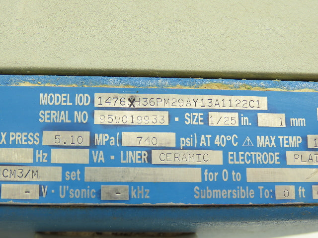 Fischer Porter 10D1476XH36PM29AY13A1122C1 Flow Tube Meter 1mm Ceramic 740psi