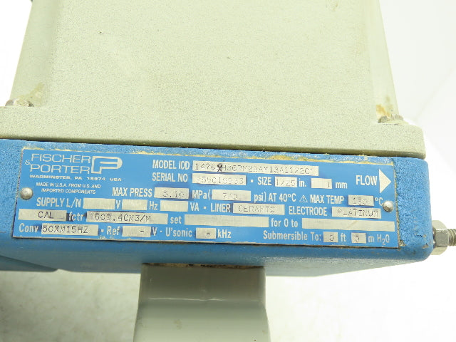 Fischer Porter 10D1476XH36PM29AY13A1122C1 Flow Tube Meter 1mm Ceramic 740psi