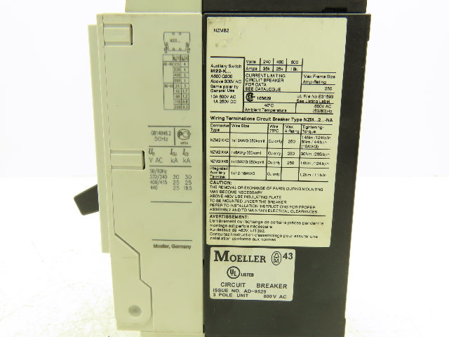 Moeller NZMB2 A100-NA Circuit Breaker 100A 600VAC 3 Pole
