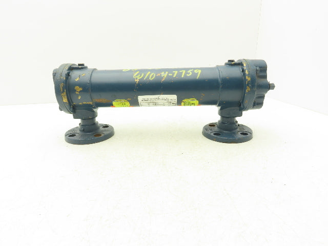 ITT Brass Oil Cooler Shell & Tube Heat Exchanger 1"NPT & Flanged 2-Pass 300psi