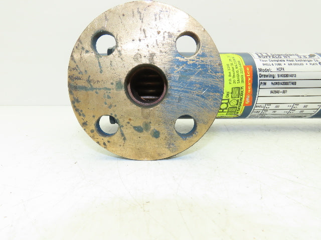 ITT Brass Oil Cooler Shell & Tube Heat Exchanger 1"NPT & Flanged 2-Pass 300psi