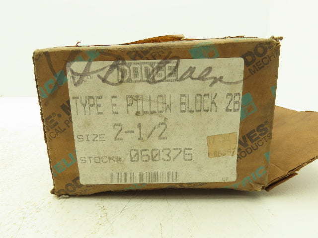 Dodge 060376 Pillow Block Bearing 2-1/2" Bore 2 Bolt Type E 2B