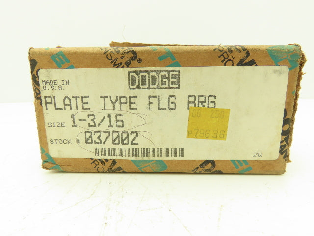 Dodge 037002 Plate Type Flange Bearing 1-3/16" Bore Babbitted Cast Iron Housing