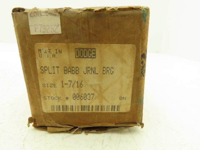 Dodge P2BBASP107 Pillow Block Bearing 1-7/16" Bore Babbitted Journal