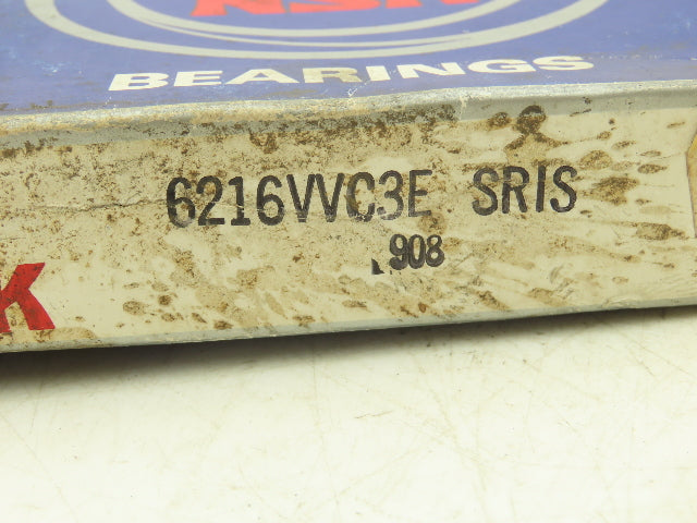 NSK 6216VVC3E Ball Bearing Single Row 80mm-ID x 140mm-OD x 26mm-Width