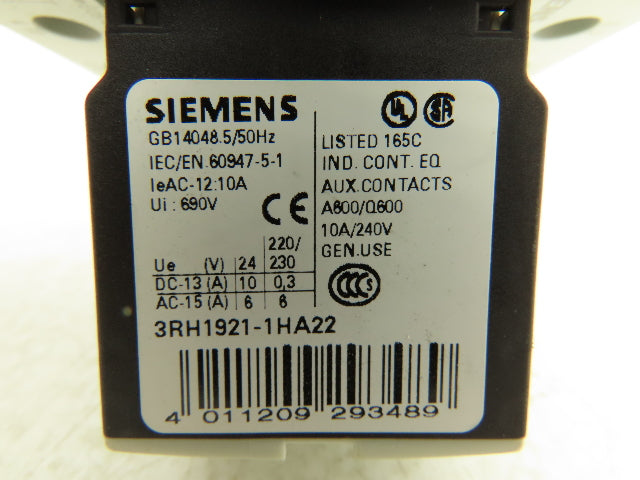 Siemens 3RT1036-1AG24 Motor Starter Contactor w/Varistor 50HP 600V 3PH 120V Coil