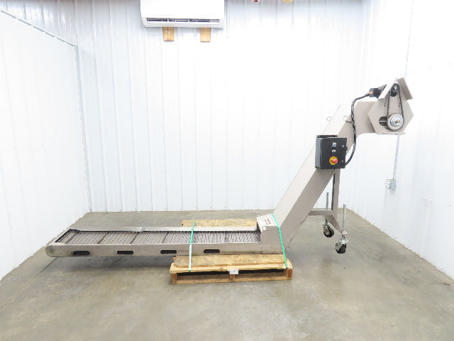 Hennig 11' Incline Chip Conveyor 12"x 78" Infeed 45"-55"H Discharge 230/460V 3PH