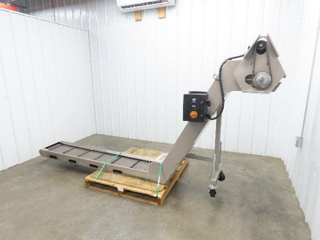 Hennig 11' Incline Chip Conveyor 12"x 78" Infeed 45"-55"H Discharge 230/460V 3PH