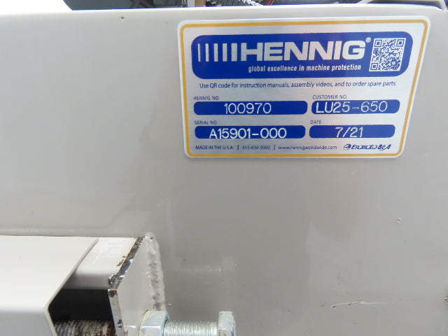 Hennig 11' Incline Chip Conveyor 12"x 78" Infeed 45"-55"H Discharge 230/460V 3PH