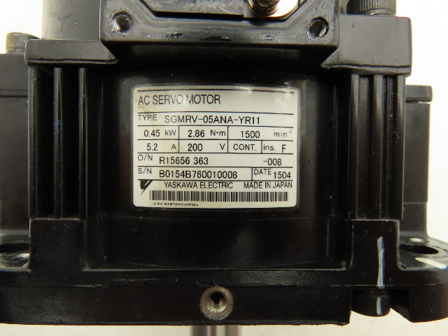 Yaskawa SGMRV-05ANA-YR11 AC Servo Motor 0.45kW 2.86Nm 1500rpm 200VAC 3Ph