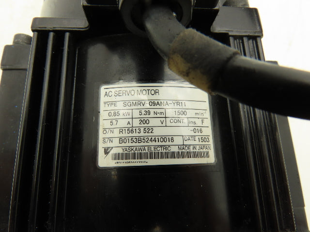 Yaskawa SGMRV-09ANA-YR11 AC Servo Motor 0.85kW 5.39Nm 1500rpm 200VAC 3Ph