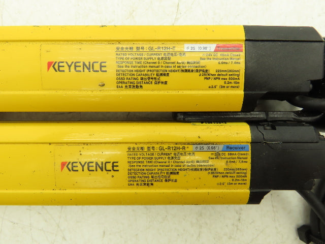 Keyence GL-R12H Safety Light Curtain Transmitter & Receiver Set 25mm x 220mm 15m