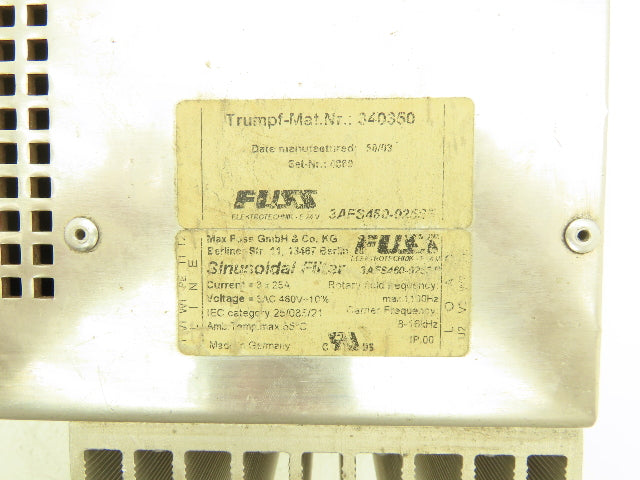 Fuss 340350 3AFS460-025SF Trumpf Sinusoidal Filter Rotary Field Frequency 460V