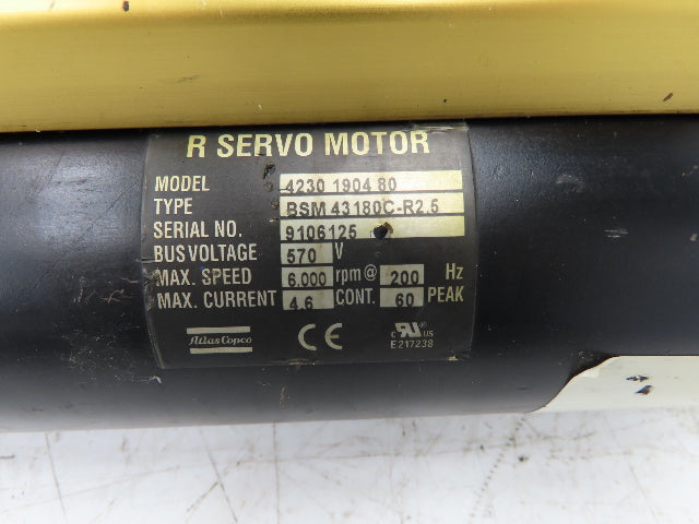 Atlas Copco 4230 1904 80 Electric Servo Nutrunner Drive Unit Only 4232 1540 80