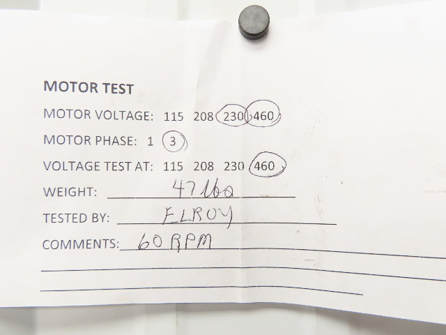Electra Gear CBK75ETW-21AL30LE/F Gearmotor 30:1/58rpm .75Hp 230/460V 3PH w/Brake