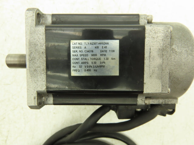Allen Bradley TLY-A230T-HK62AA AC Servo Motor 0.45kW 1.30Nm 6000rpm 230VAC 3Ph