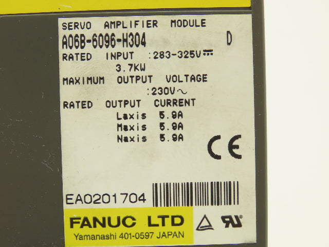 Fanuc A06B-6096-H304 Servo Drive Amplifier Module 3.7kw 230V Ser D
