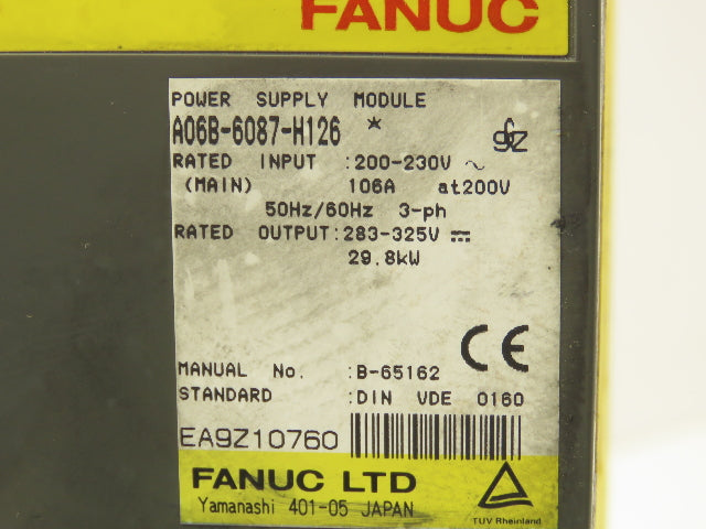 Fanuc A06B-6087-H126 Servo Drive Power Supply Module 106A 230V 3PH